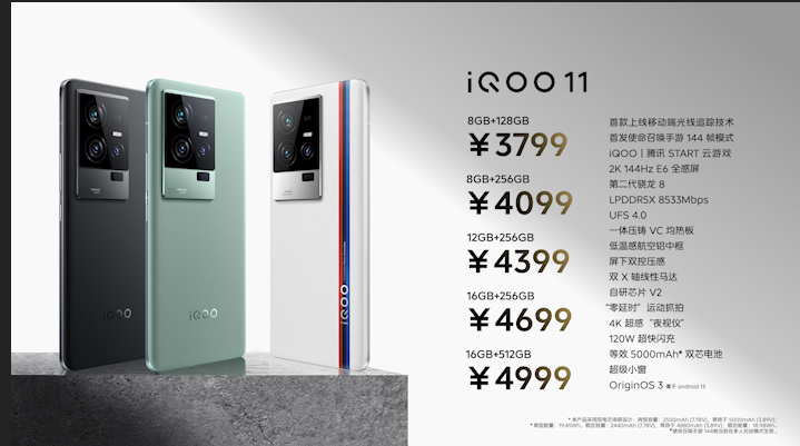 骁龙8 Gen2领衔 iQOO 11系列搭载全新性能铁三角