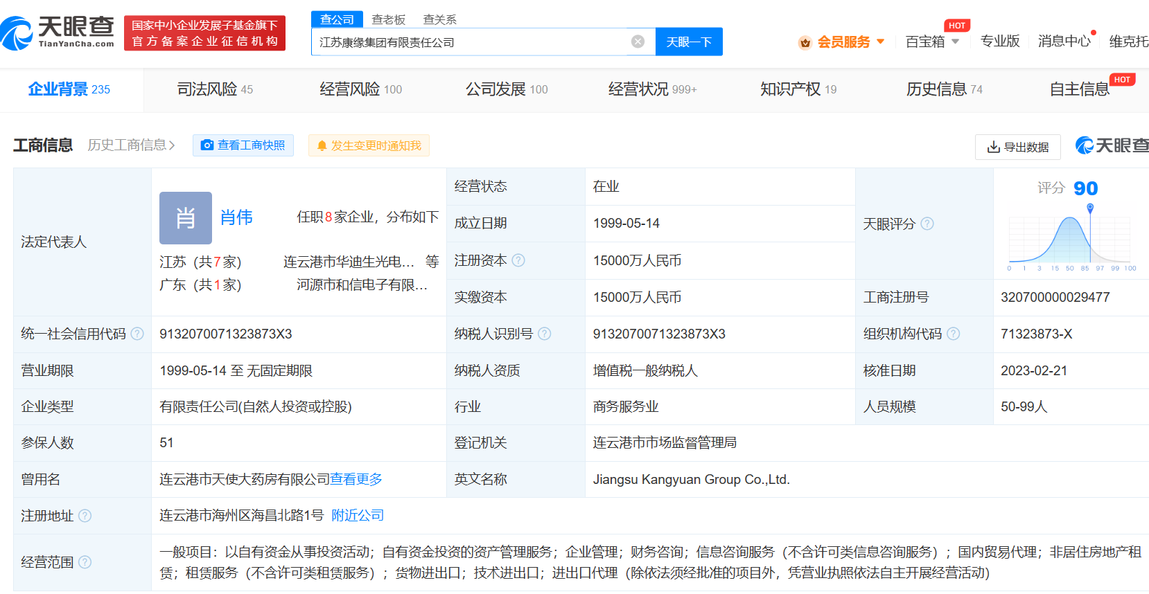 江苏康缘集团被强制执行80万