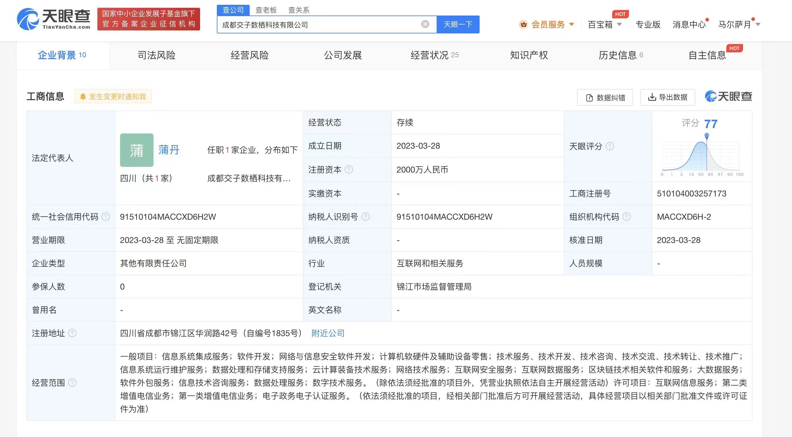 蚂蚁集团成都交子金融等成立科技公司# 注册资本2000万