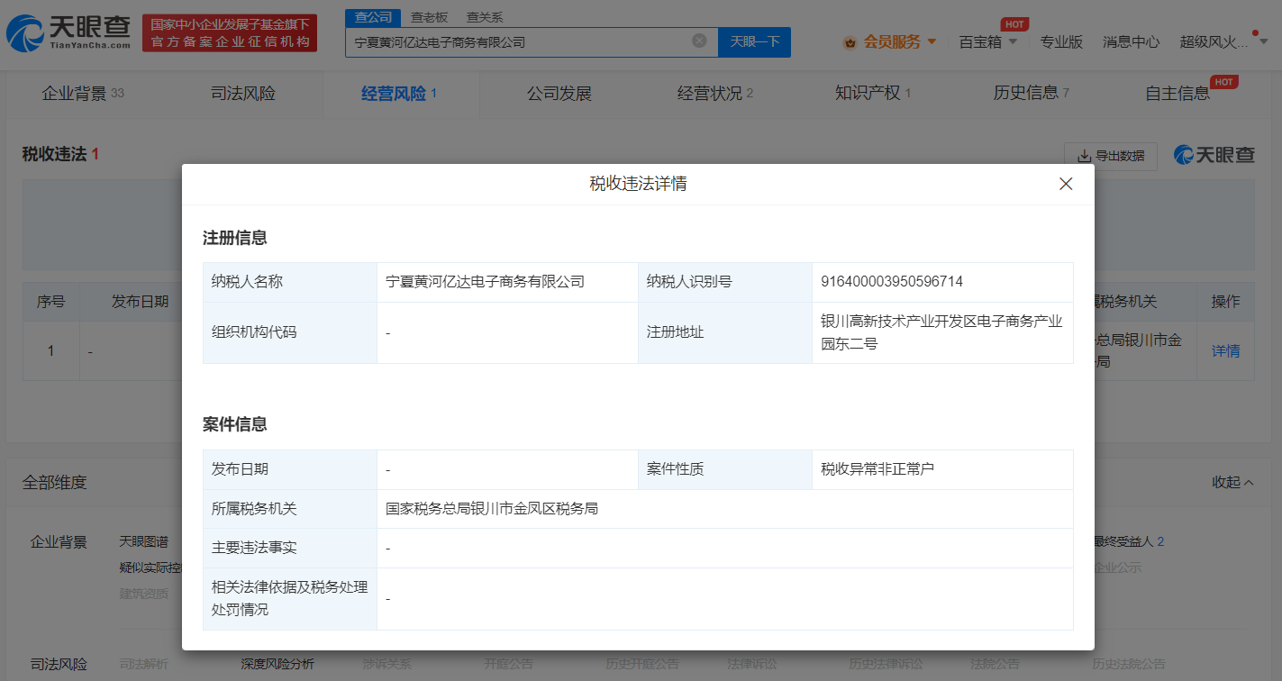 孙国友电商公司税收异常