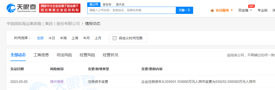 中集集团增资至53.93亿