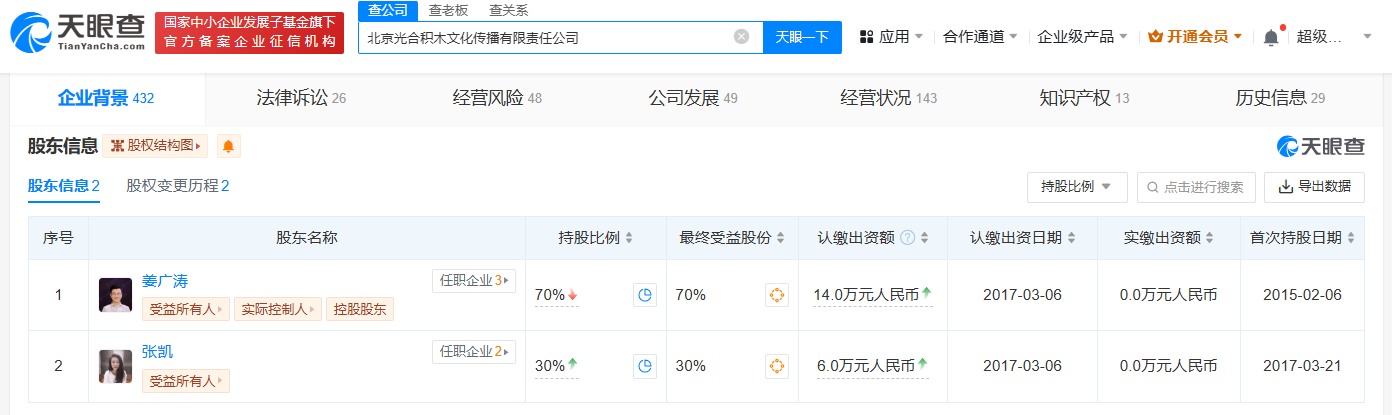姜广涛公司新增互联网销售业务