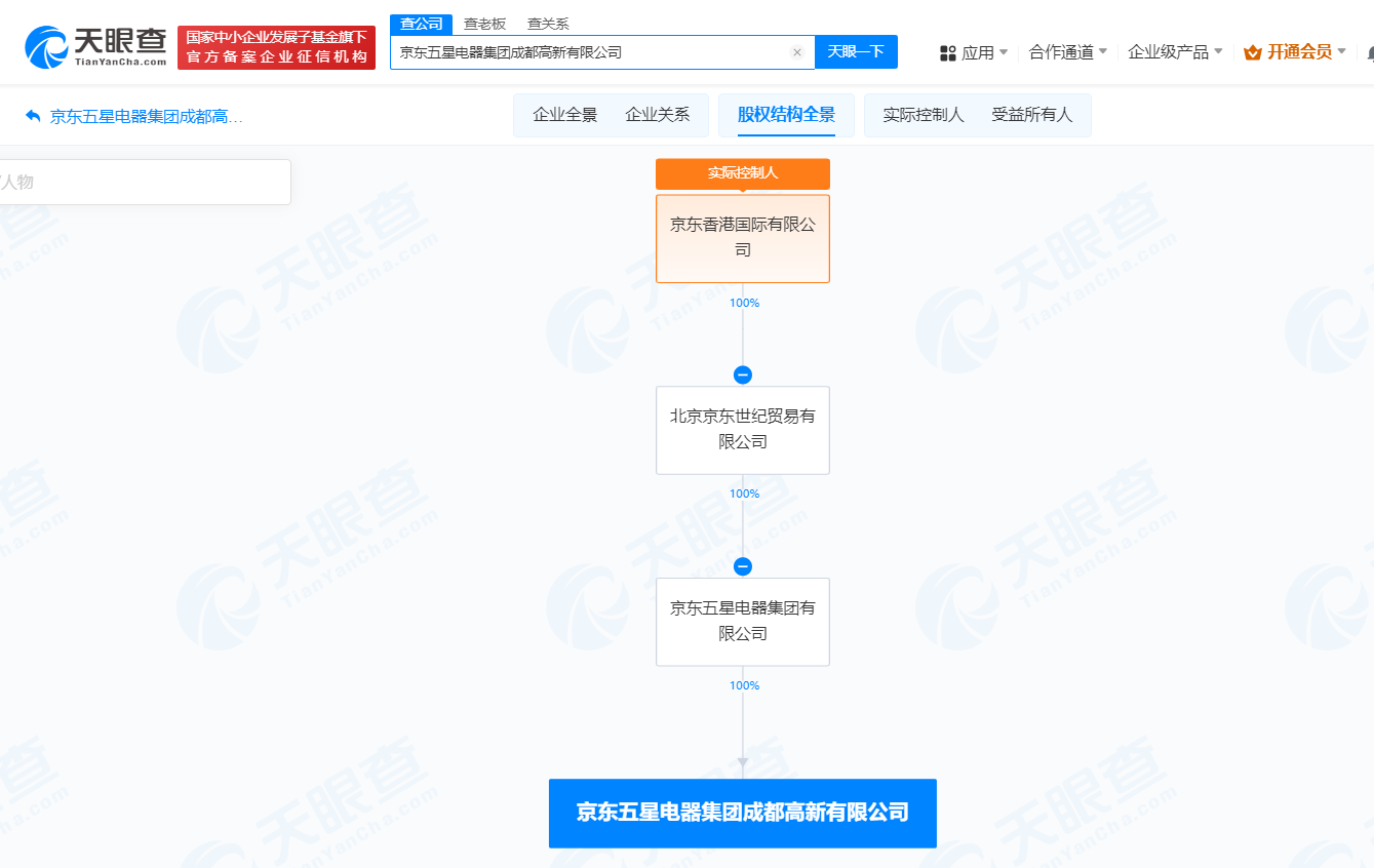 #京东五星电器在成都成立新公司# 注册资本1000万