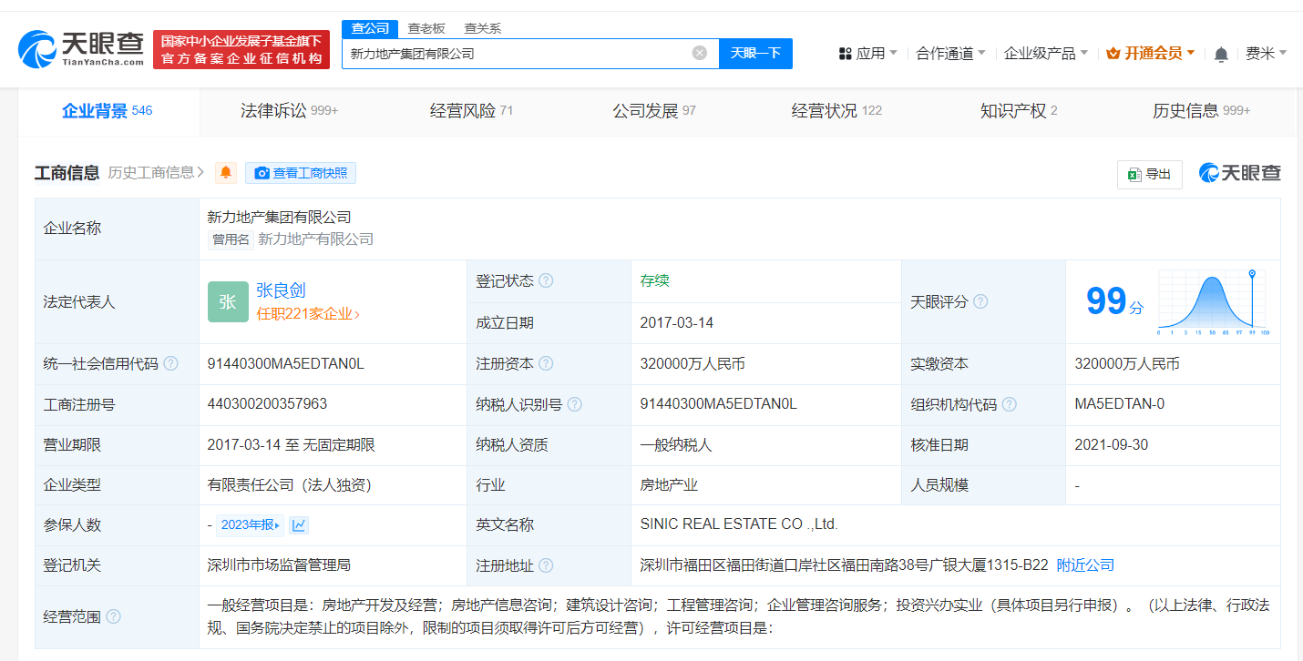 新力地产等被强制执行2.2亿