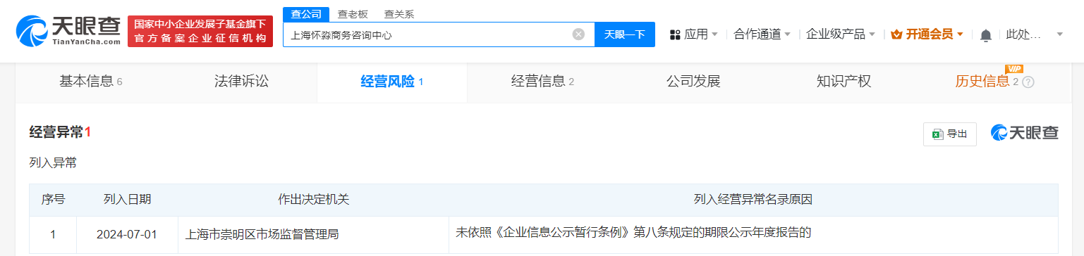 Uzi名下一企业经营异常