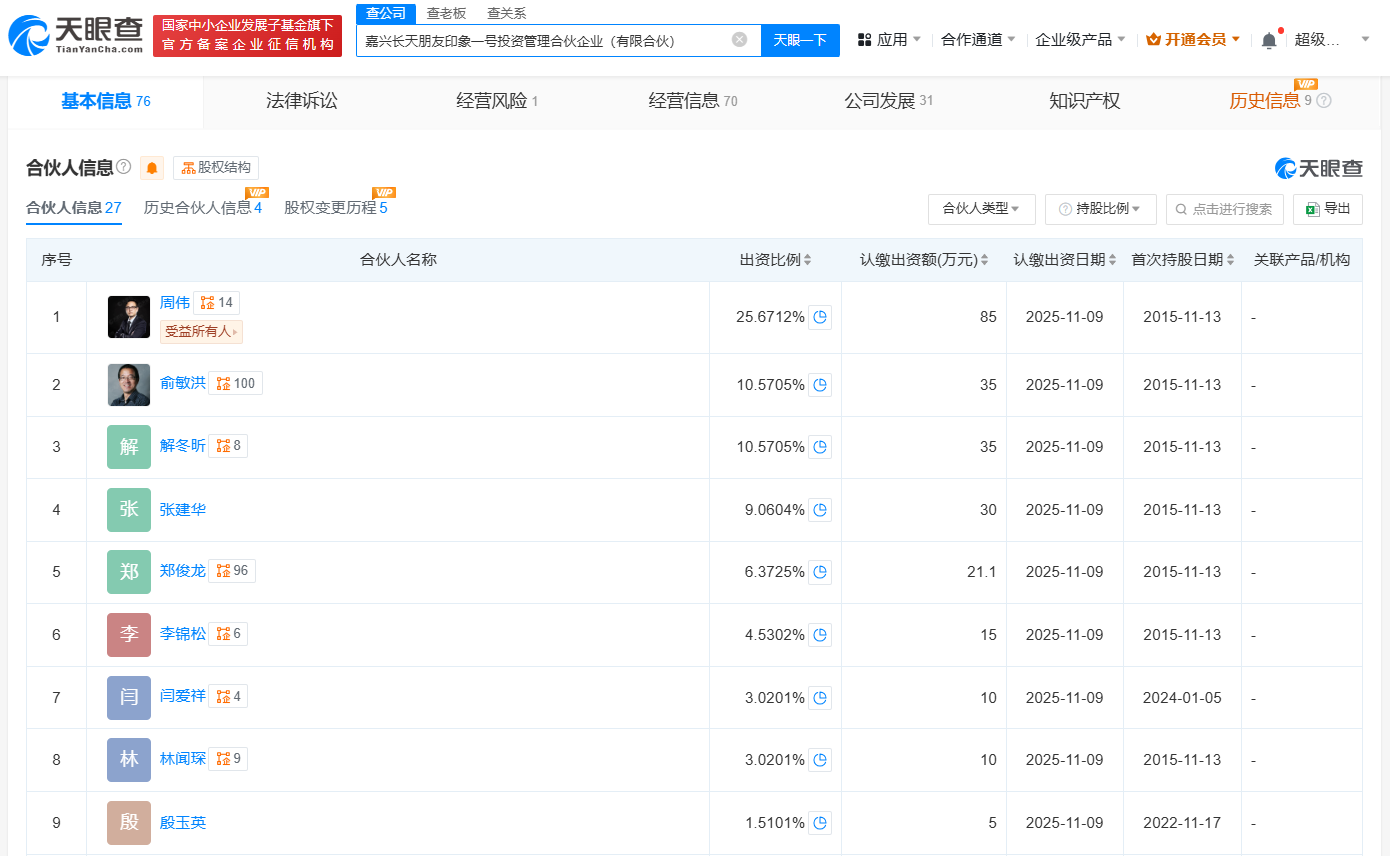 俞敏洪等持股合伙企业经营异常