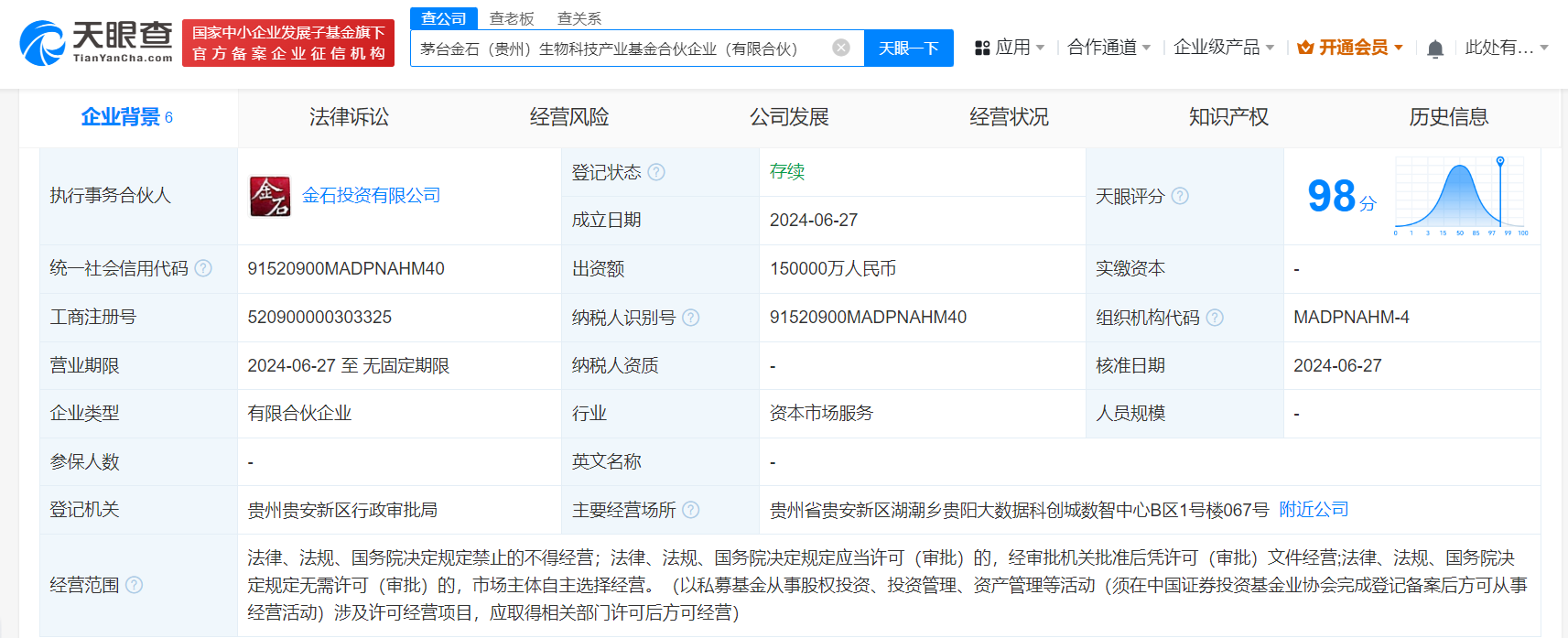 #茅台等成立生物科技产业基金# 出资额15亿