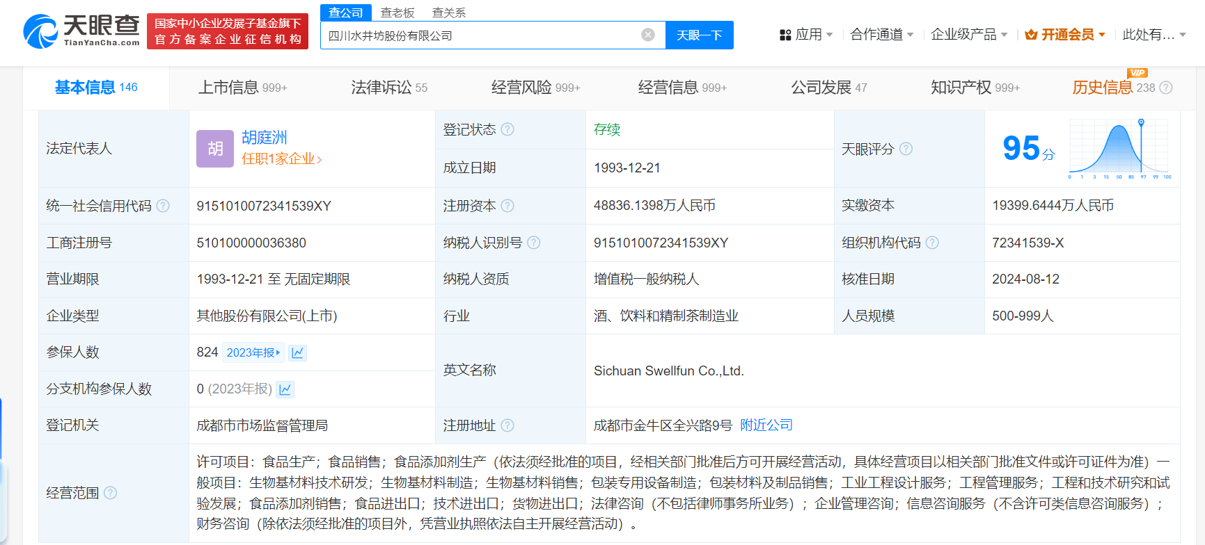水井坊法定代表人变更