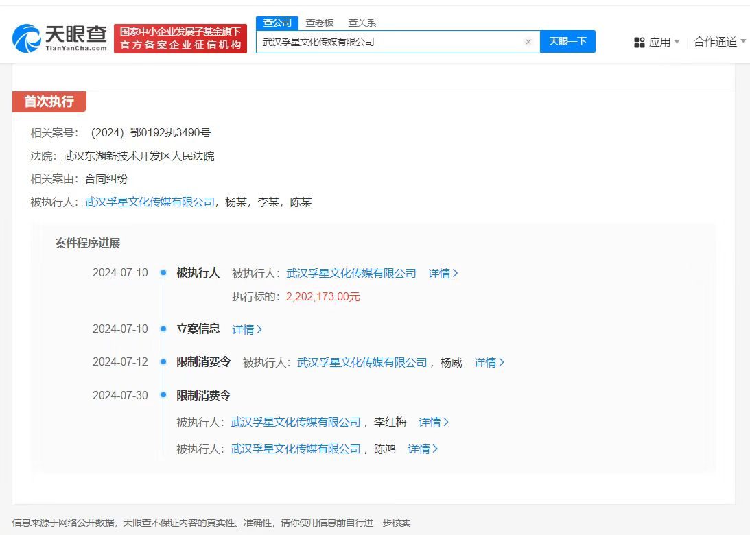 #王妈申请限消原合作方# 此前已申请强执220万