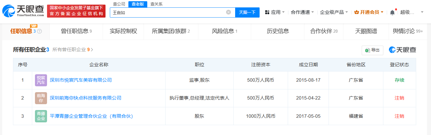 王自如未履行3383万案款已被限消