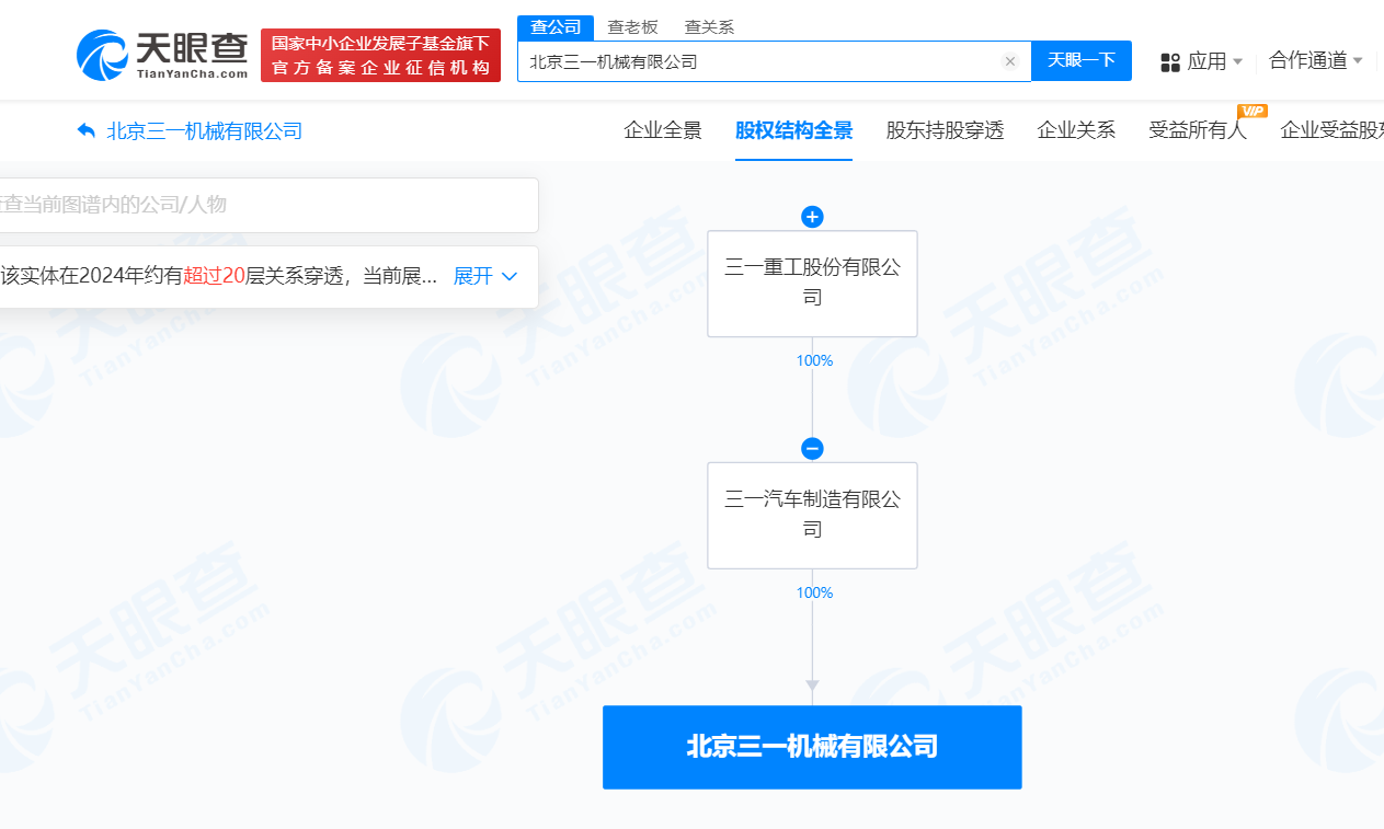 三一重工在北京成立机械公司# 注册资本1000万