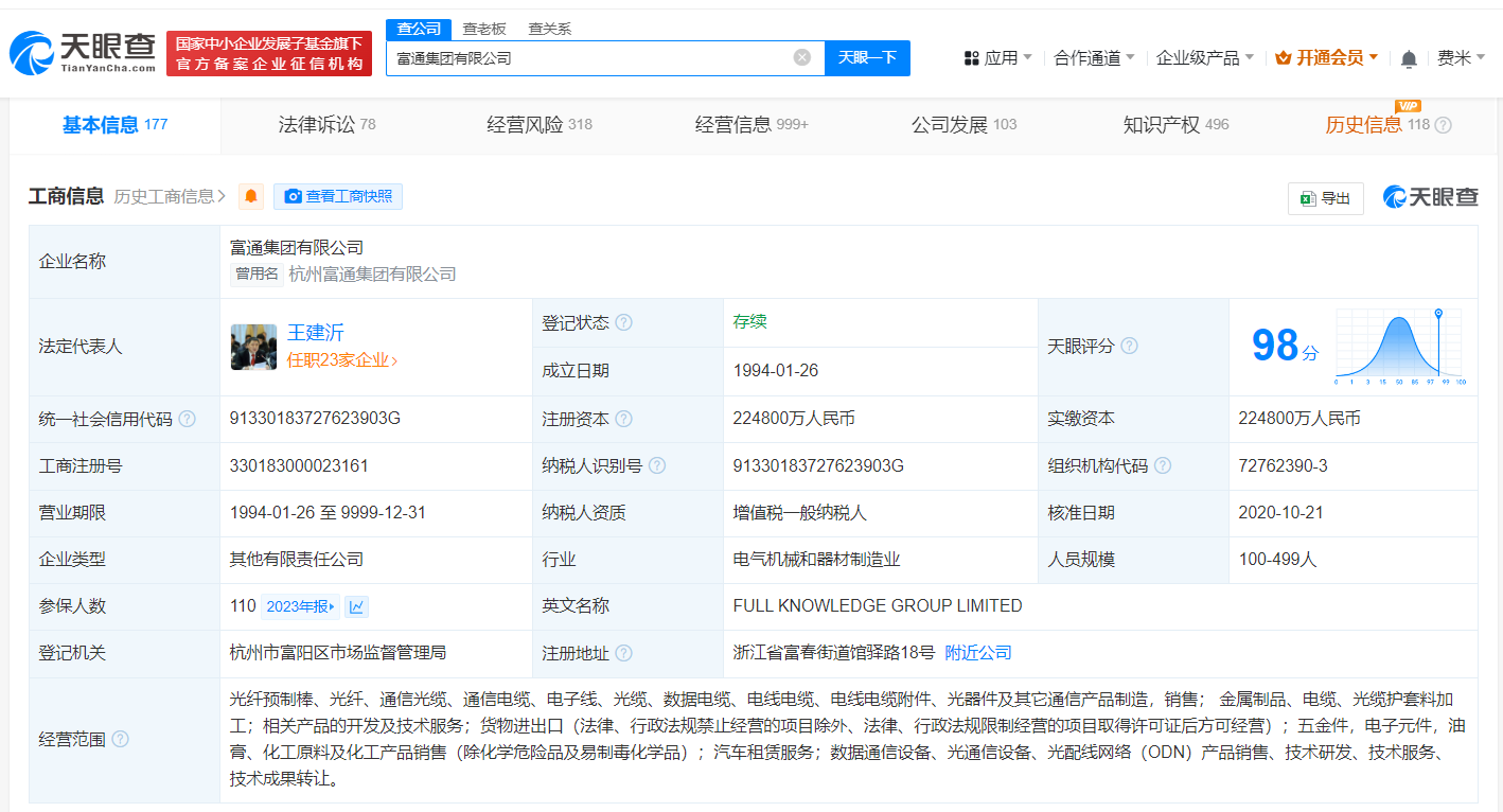 富通集团被强制执行1亿