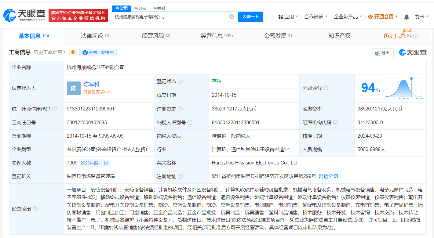 国开发展基金退股海康威视电子公司