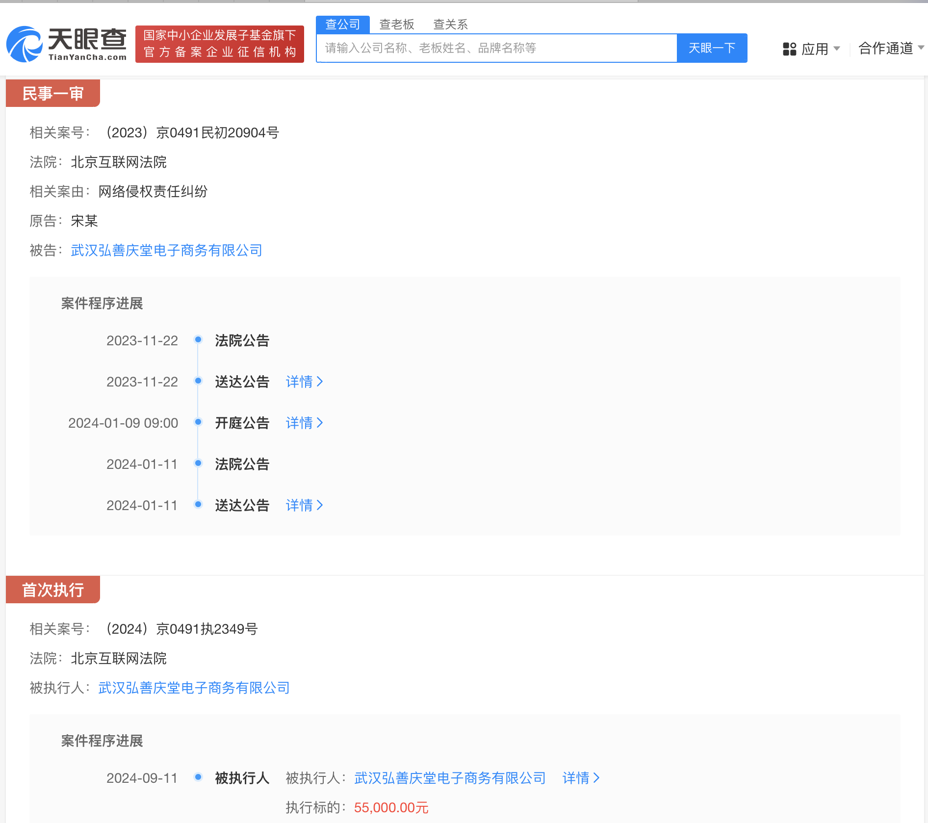 侵权宋轶商家被强执5.5万