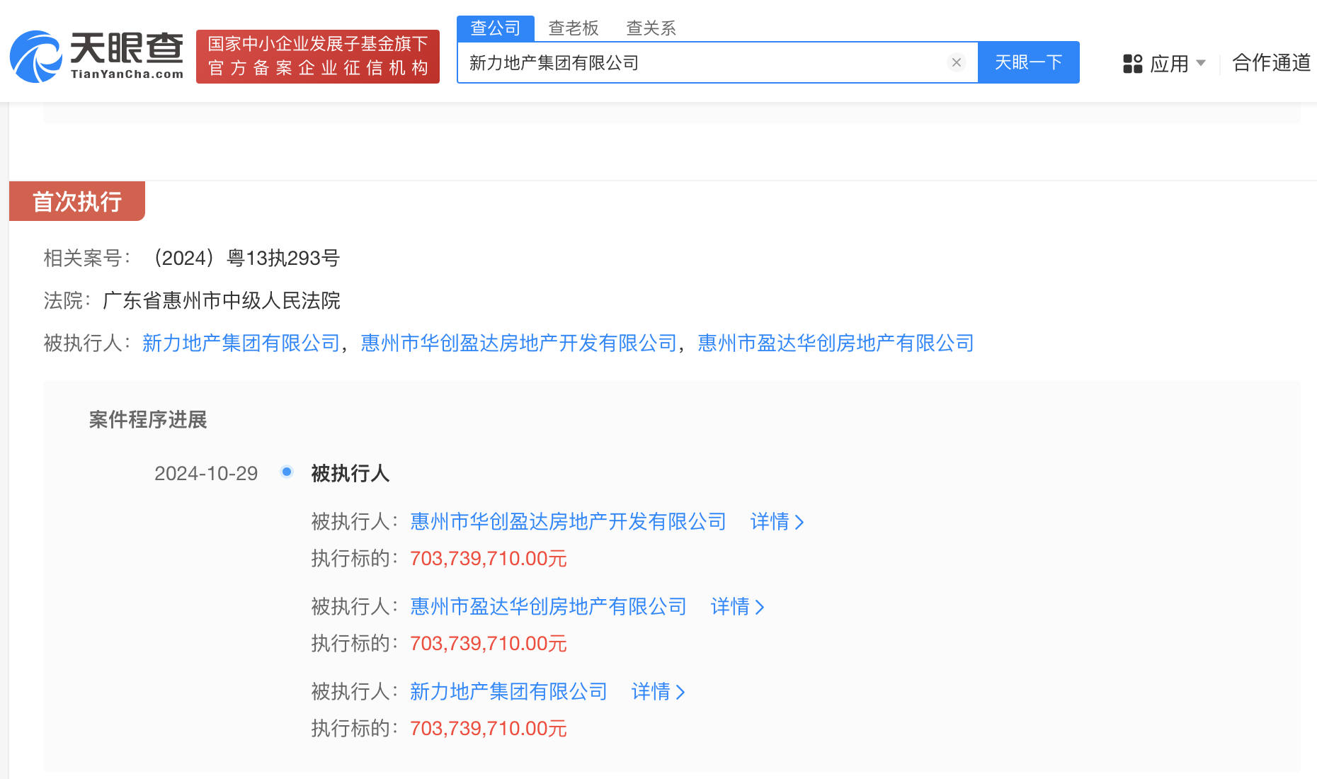 新力地产等被强制执行7亿