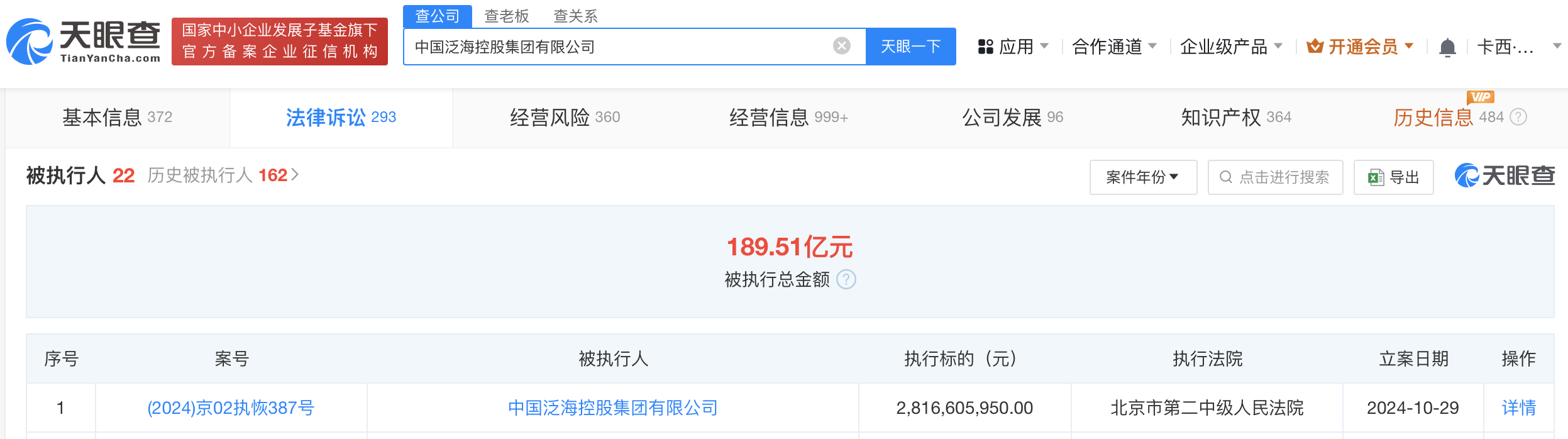 泛海控股集团等被恢复执行28亿