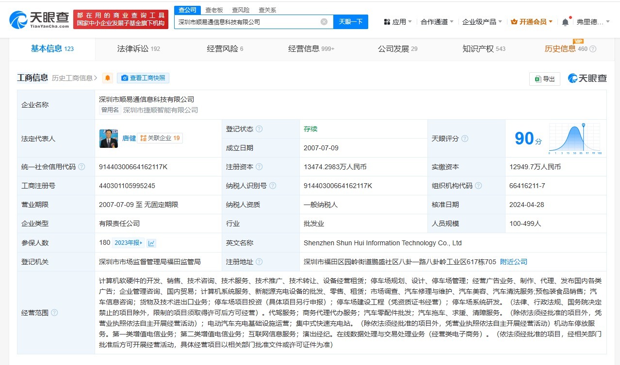 天眼查315数据：#手机抽奖套路顺易通公司曾因广告违法被罚#