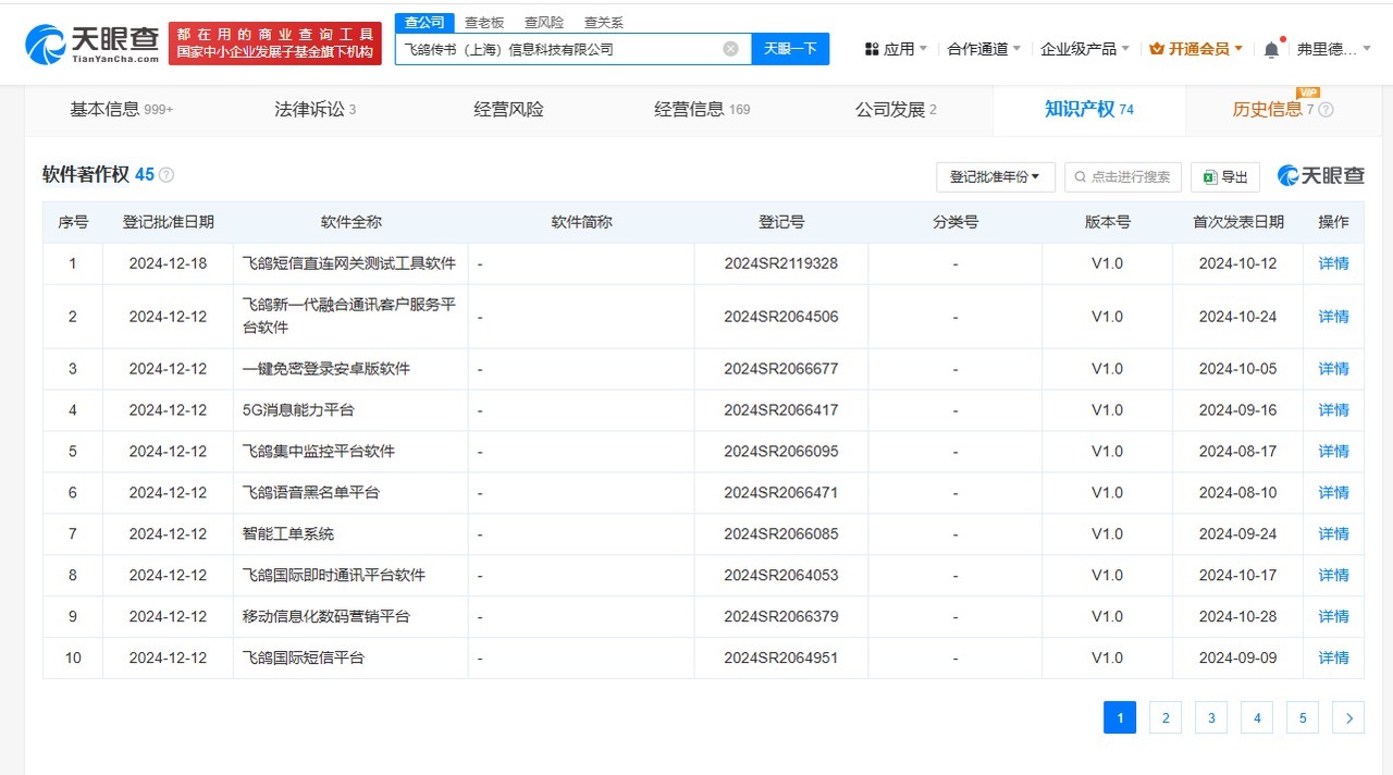 天眼查315数据：#骚扰电话涉事飞鸽传书公司已登记多个语音软件#