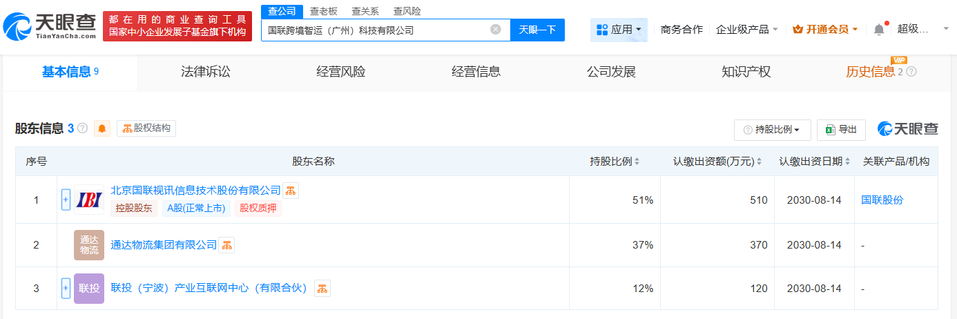#国联股份等在广州成立跨境智运公司# 注册资本1000万