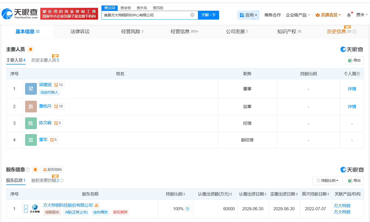 #方大特钢旗下南昌研究中心增资至6亿# 增幅87.5%
