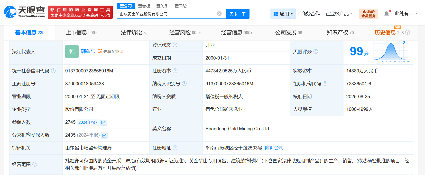 山东黄金换帅完成工商变更