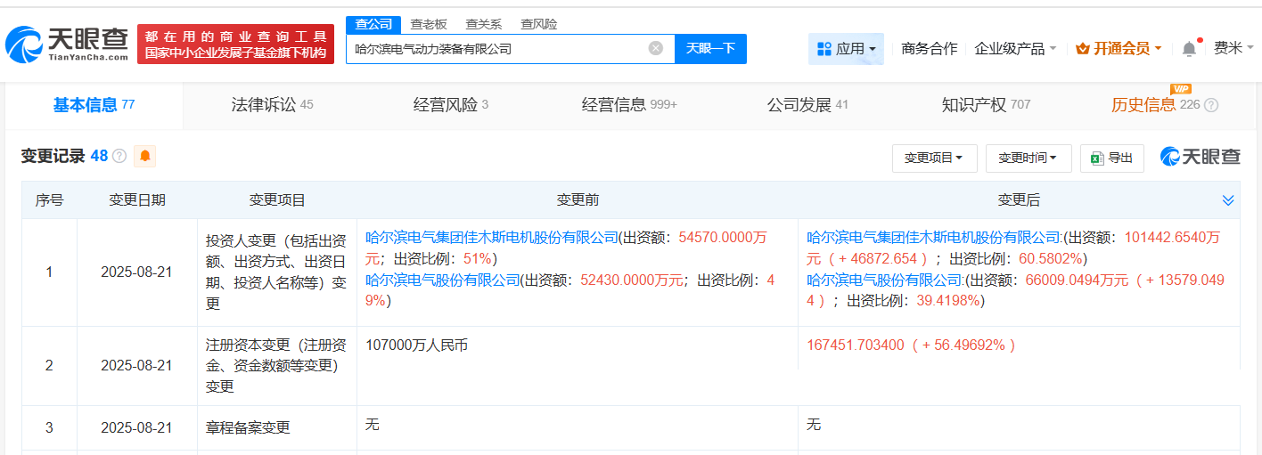 #哈尔滨电气、佳电股份合资公司增资至16.7亿# 增幅约56%