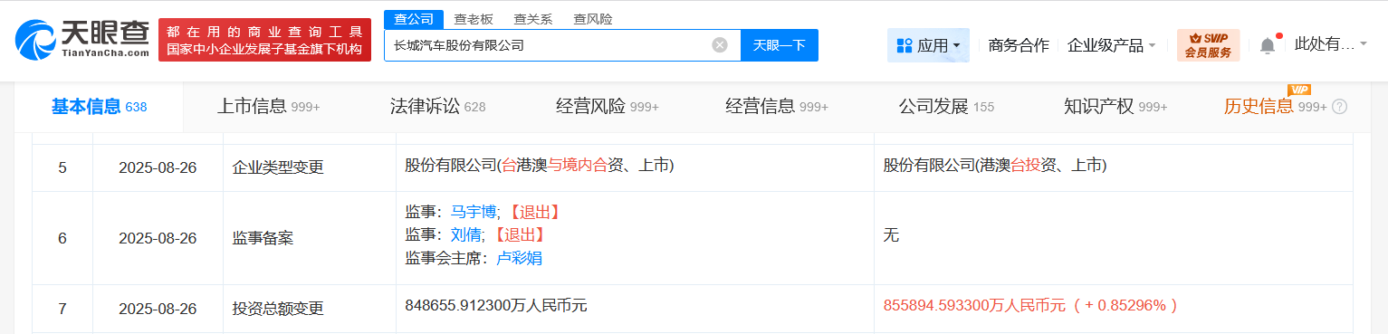 长城汽车增资至85.59亿