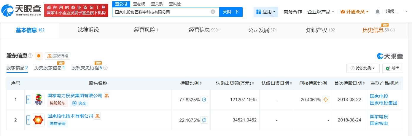 国家电投集团数字科技公司增资至15.57亿