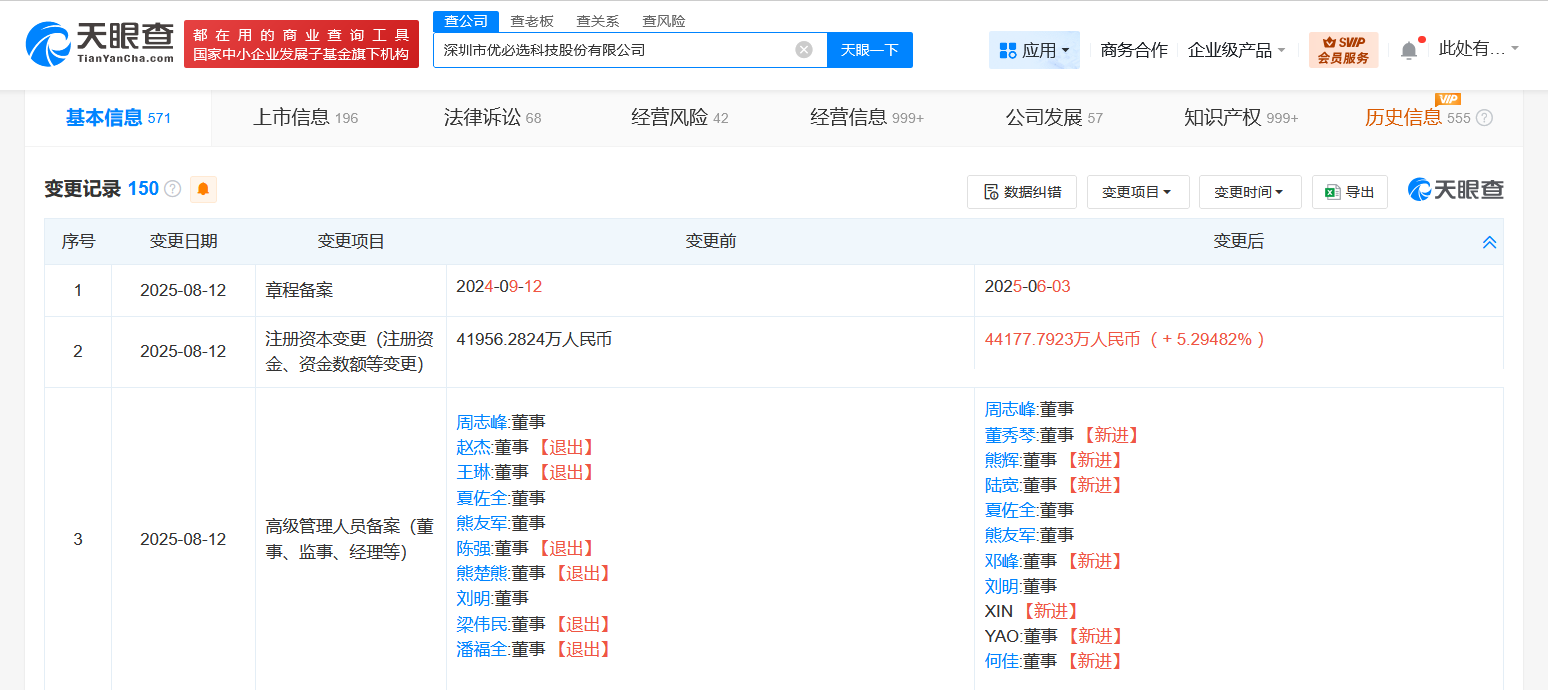 #优必选增资至4.4亿# 增幅约5%