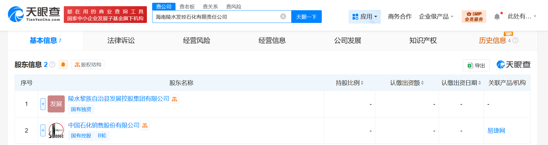 #中国石化等在海南成立新公司# 注册资本2000万