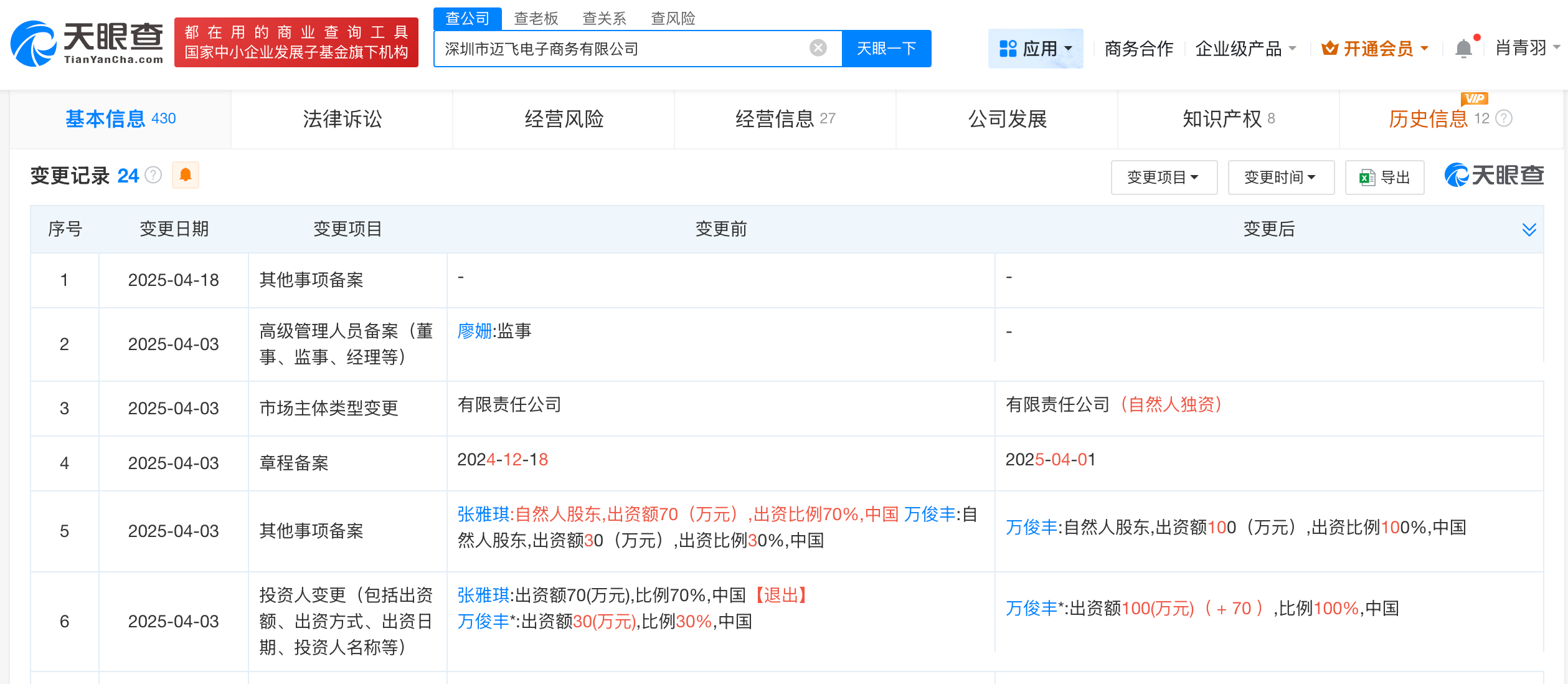 张雅琪名下已无关联公司