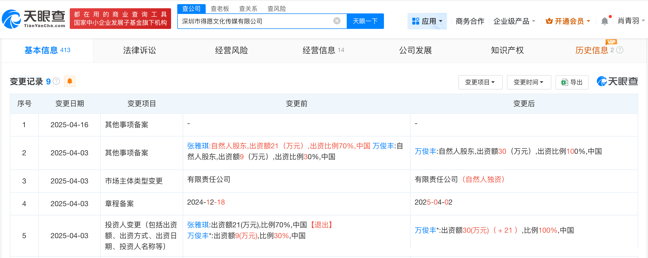 张雅琪名下已无关联公司