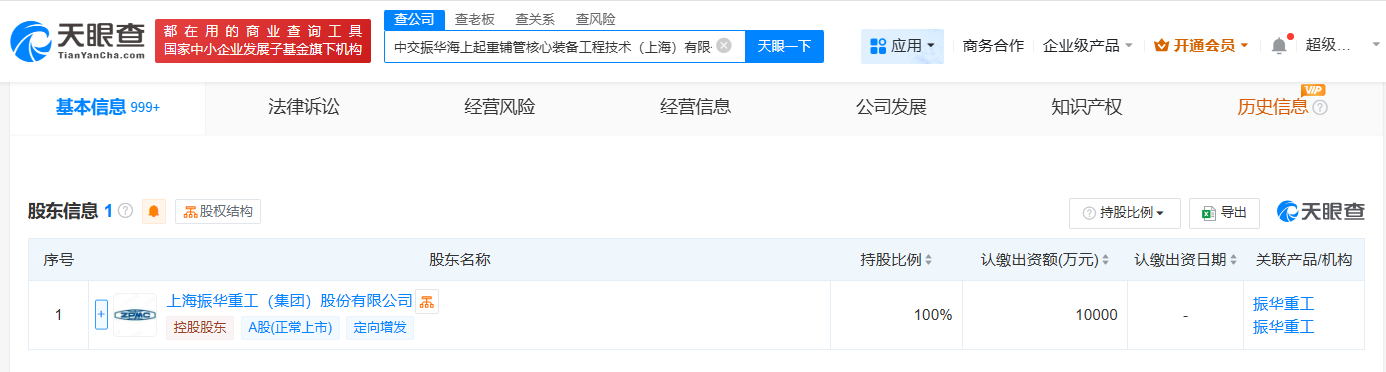 #振华重工成立海上起重铺管核心装备工程技术公司# 注册资本1亿