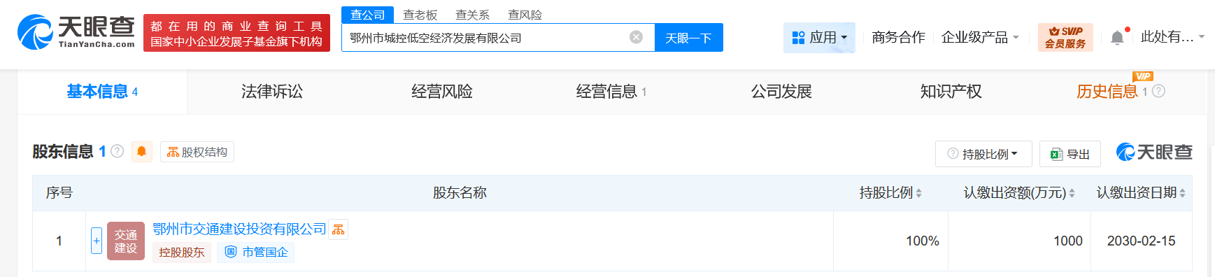 #鄂州市城控低空经济发展公司登记成立# 注册资本1000万