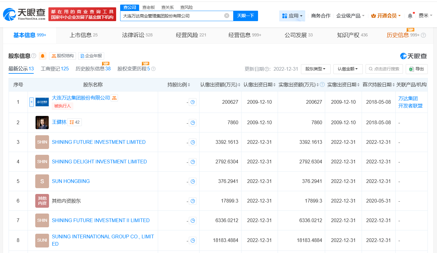大连万达商管及张春远再次被限消
