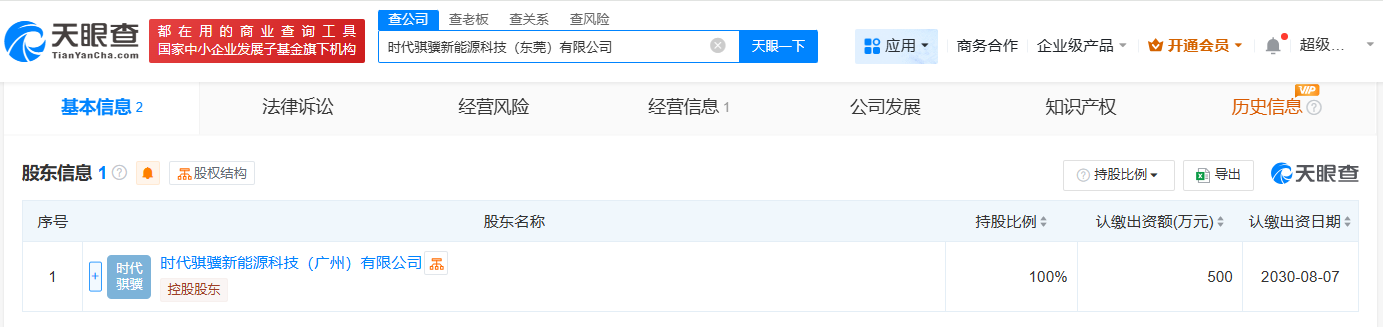 #宁德时代在东莞成立新能源科技公司# 注册资本500万