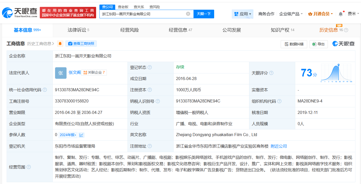 演员张翰被冻结165万股权
