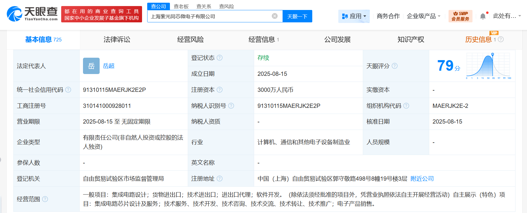 #紫光国微在上海成立新公司# 注册资本3000万