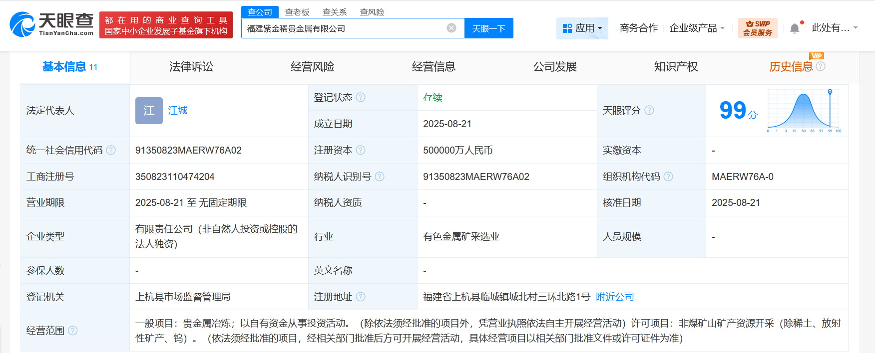 #紫金矿业成立稀贵金属公司# 注册资本50亿