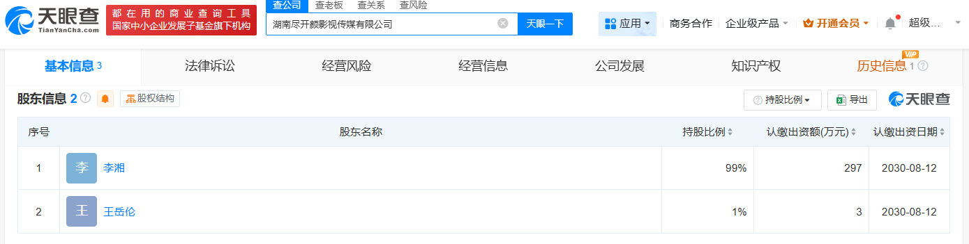 李湘与王岳伦再成立新公司