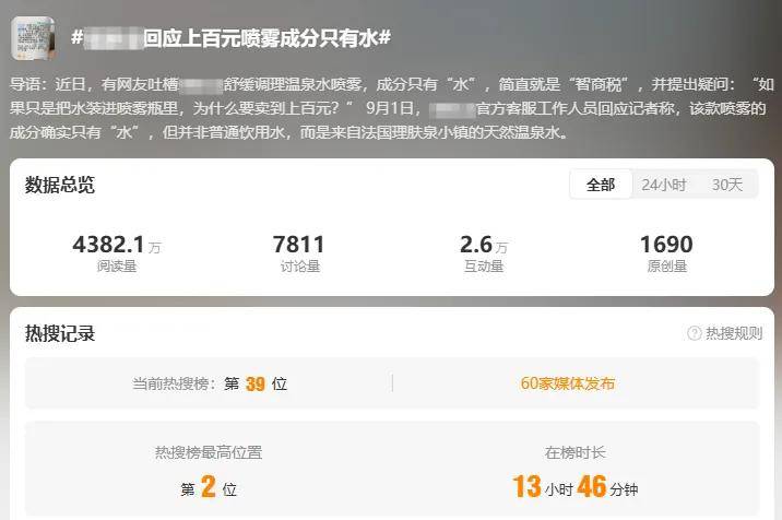 百元护肤喷雾成分只有水，官方：法国温泉水！集美破防……