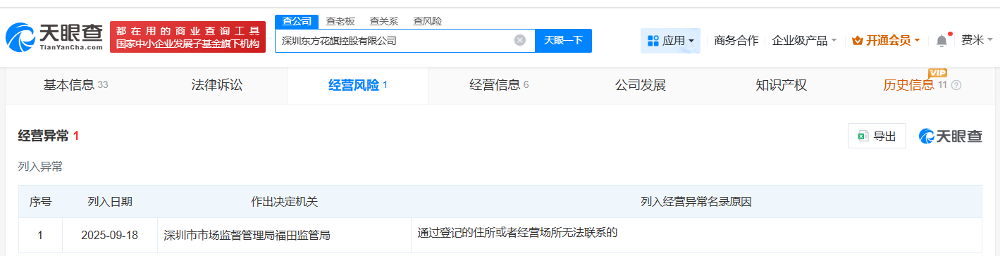 花旗金控旗下深圳公司经营异常