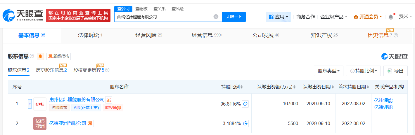 亿纬锂能旗下曲靖公司增资至17.25亿增幅约64%