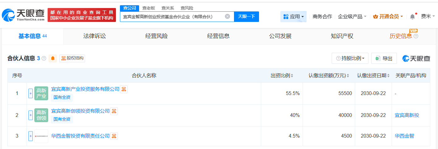 宜宾金智高新创业投资基金登记成立出资额10亿