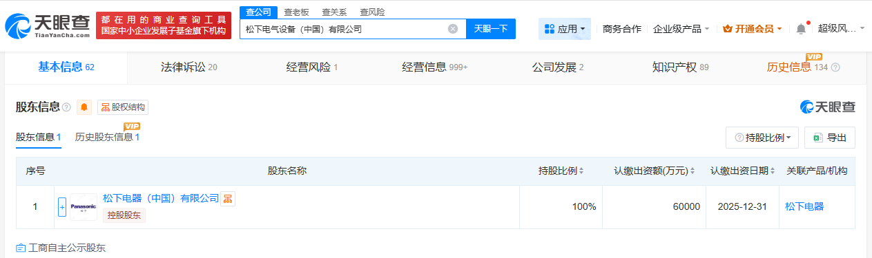 松下电气设备公司增资至6亿增幅约71%