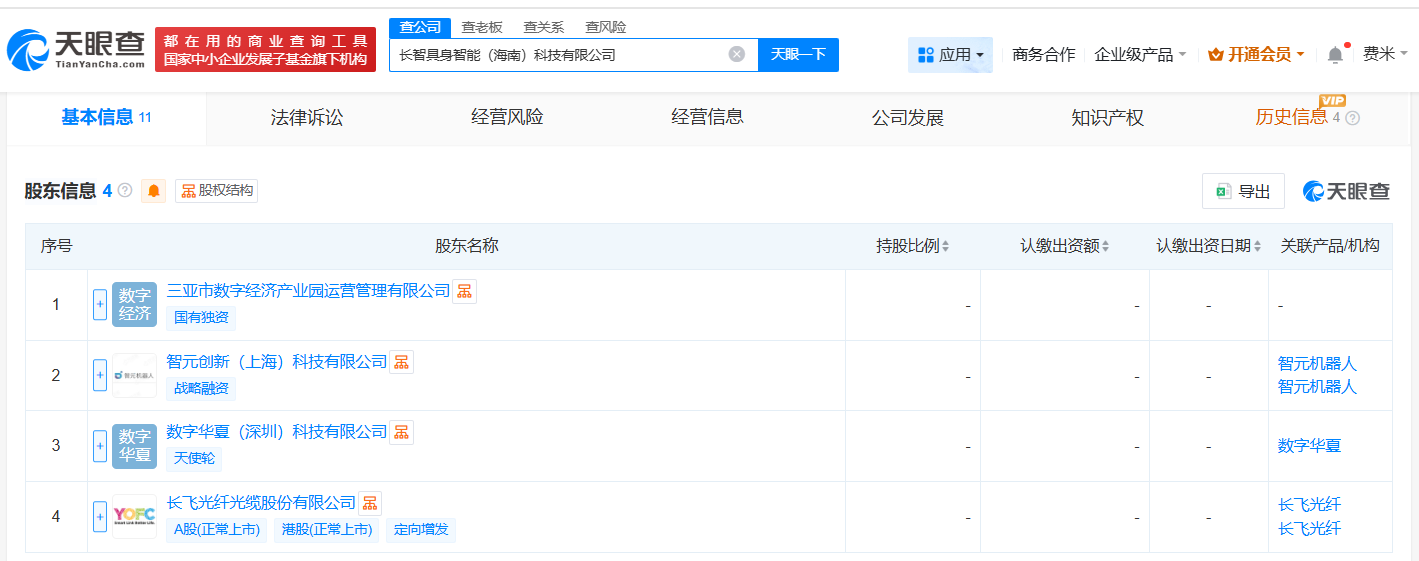 智元机器人、长飞光纤等在海南成立具身智能科技公司注册资本2000万