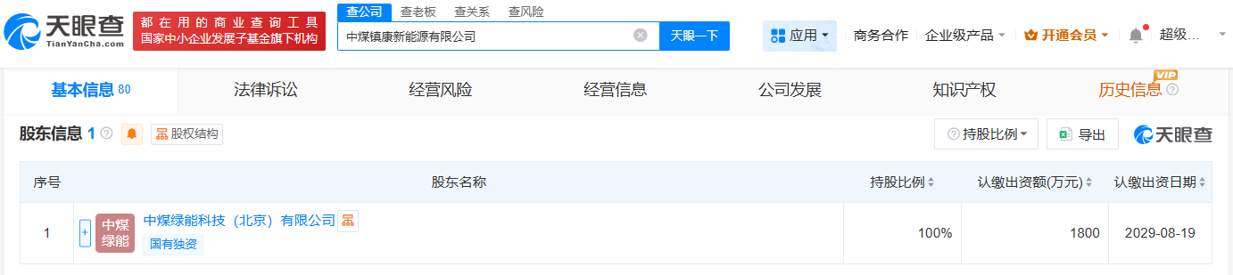 #中煤在云南镇康成立新能源公司# 注册资本1800万