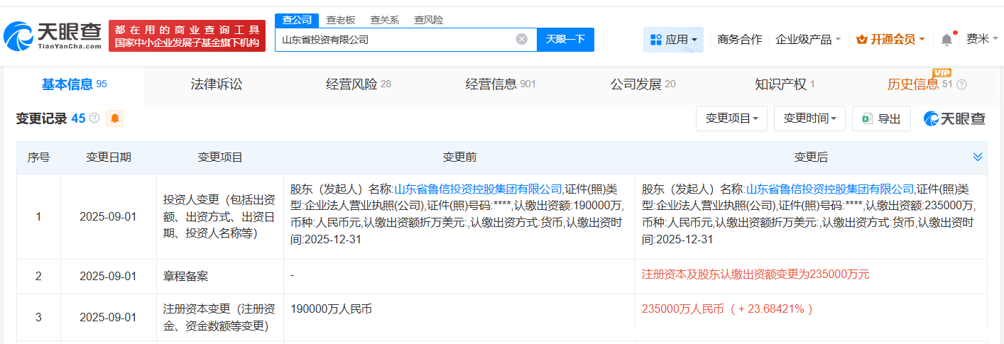 #山东省投资公司增资至23.5亿# 增幅约24%