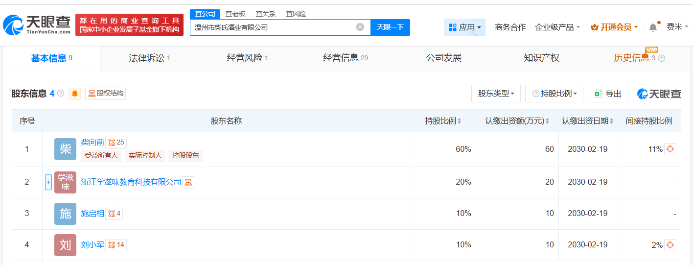柴怼怼名下酒业公司被起诉