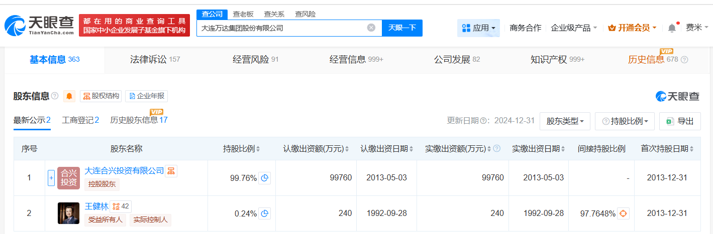 万达集团所持94亿股权被冻结